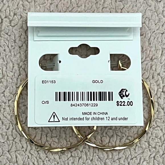 Aqua Gold-Tone Twist Hoop Earrings - Picture 3 of 3